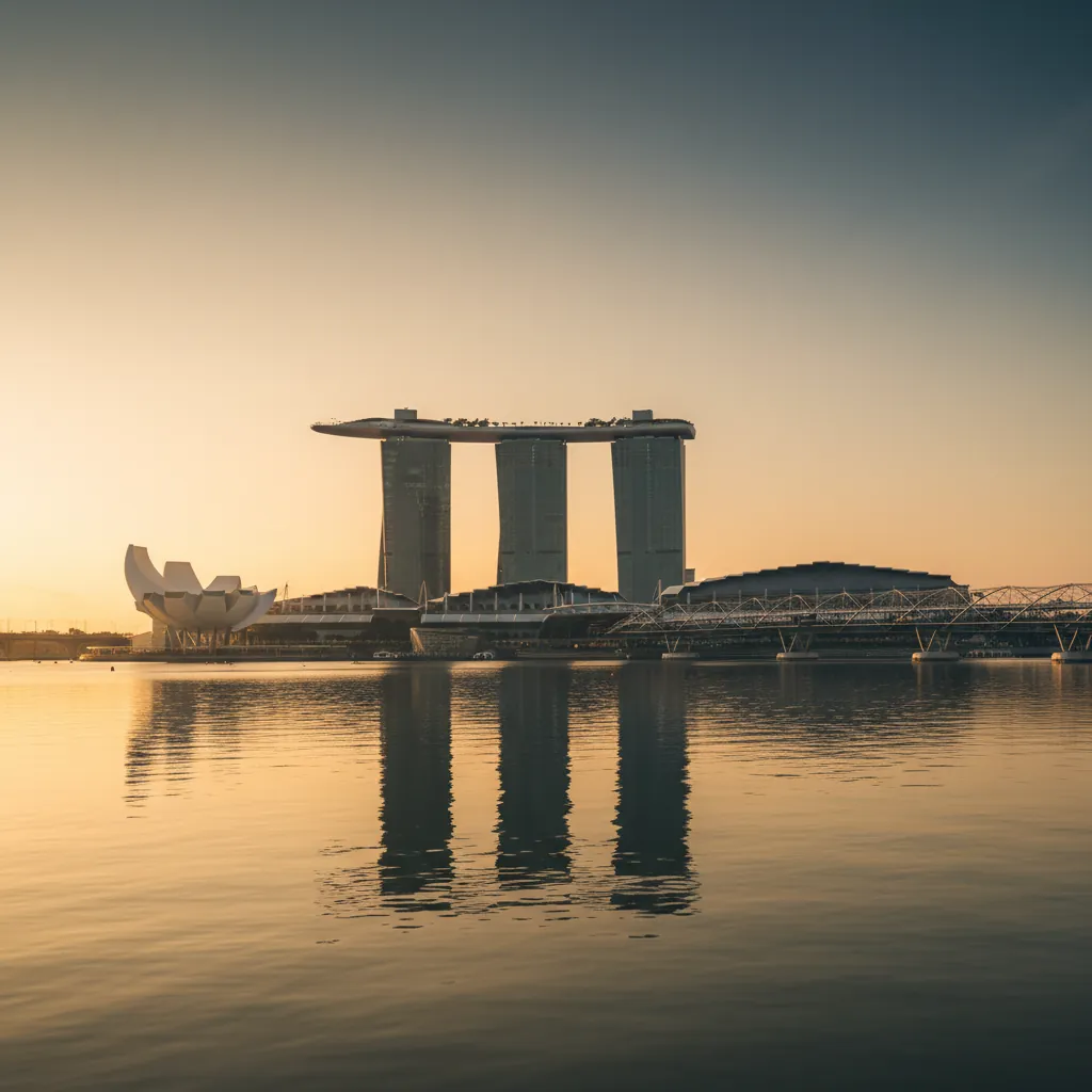 Singapore Marina Bay skyline at golden hour