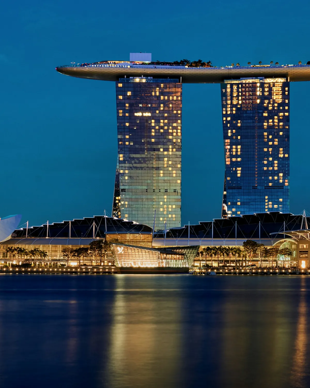 Marina Bay Sands twin towers at night, Singapore premium development reference